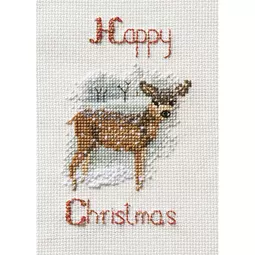 Derwentwater Designs Deer in a Snowstorm Christmas Card Making Christmas Cross Stitch Kit