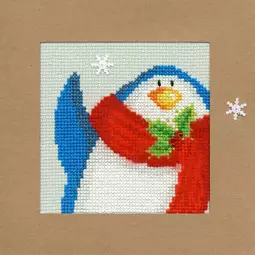 Bothy Threads Snowy Penguin Christmas Card Making Christmas Cross Stitch Kit