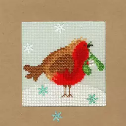 Bothy Threads Snowy Robin Christmas Card Making Christmas Cross Stitch Kit