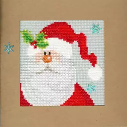 Bothy Threads Snowy Santa Christmas Card Making Christmas Cross Stitch Kit