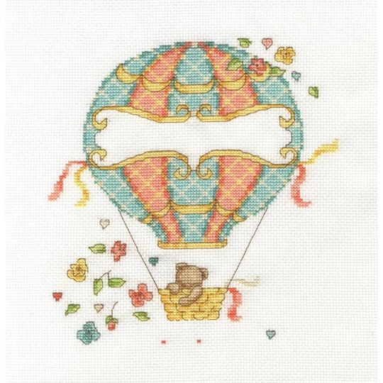 Image 1 of DMC Balloon Baby Birth Sampler Cross Stitch Kit