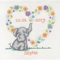 Image of DMC Elephant Baby Sampler Birth Sampler Cross Stitch Kit