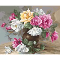 Luca-S Vase with Roses Petit Point Kit Tapestry