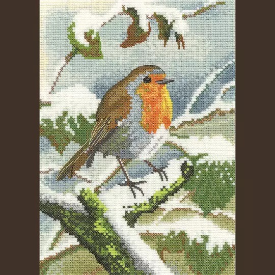 Image 1 of Heritage Robin in Winter - Evenweave Christmas Cross Stitch Kit