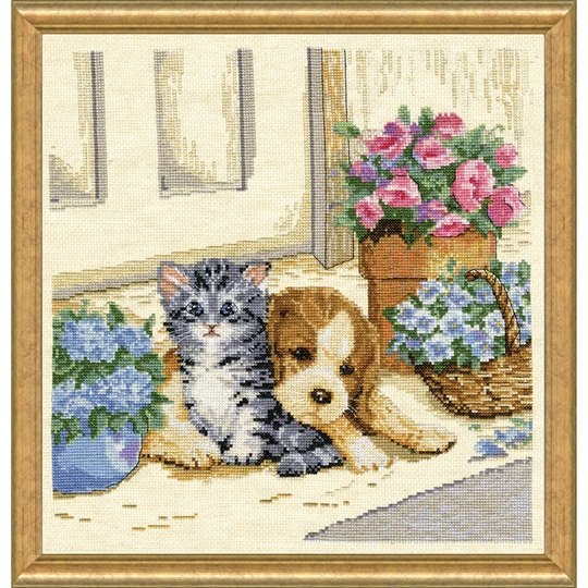 Image 1 of Design Works Crafts Kitten and Puppy Cross Stitch