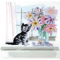 Image of Janlynn Cat with Vase Cross Stitch Kit