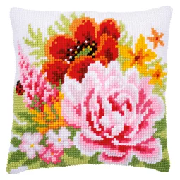 Vervaco Colourful Summer Flowers Cushion Cross Stitch Kit