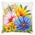 Image of Vervaco Colourful Spring Flowers Cushion Cross Stitch Kit