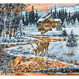 Luca-S Snowy Cabin Christmas Cross Stitch Kit