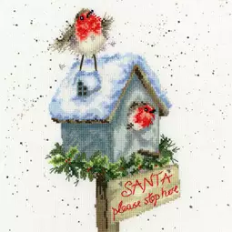Bothy Threads Santa Please Stop Here Christmas Cross Stitch Kit