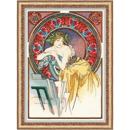 RIOLIS Girl with Easel - Mucha Cross Stitch Kit