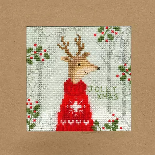 Image 1 of Bothy Threads Xmas Deer Christmas Card Making Christmas Cross Stitch Kit