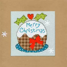 Bothy Threads Snowy Pudding Christmas Card Making Christmas Cross Stitch Kit