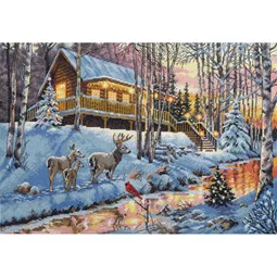 Dimensions Winter Cabin Christmas Cross Stitch Kit