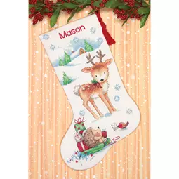 Dimensions Reindeer and Hedgehog Stocking Christmas Cross Stitch Kit