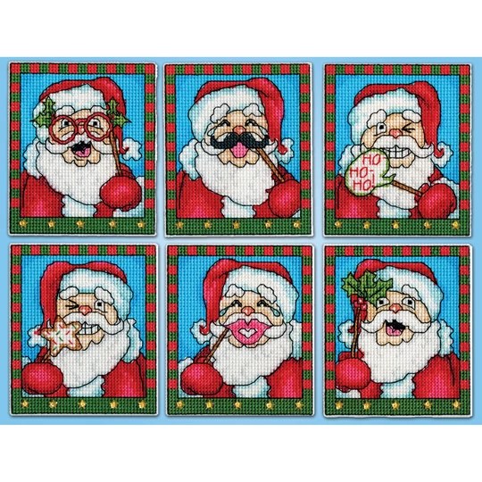 Image 1 of Design Works Crafts Selfie Santa Ornaments Christmas Cross Stitch Kit