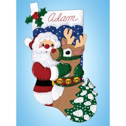 Design Works Crafts Santa and Deer Stocking Christmas Craft Kit