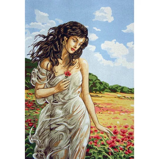 Image 1 of Gobelin-L Lady in the Poppy Field Tapestry Canvas