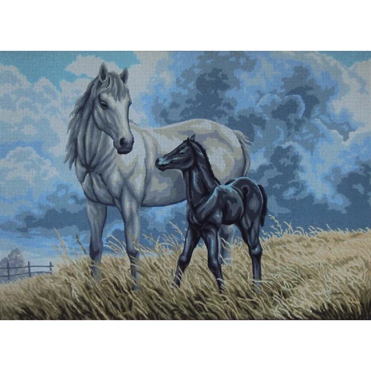 Image 1 of Gobelin-L Horse with a Foal Tapestry Canvas