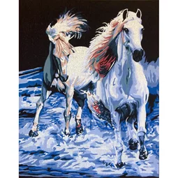 Gobelin-L A Pair of White Horses Tapestry Canvas
