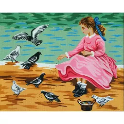 Gobelin-L Girl with Pigeons Tapestry Canvas