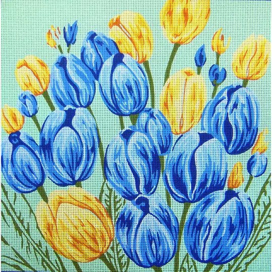 Image 1 of Gobelin-L Blue and Yellow Tulips Tapestry Canvas
