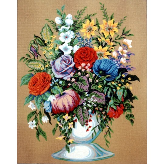 Image 1 of Diamant Bouquet in a White Vase Tapestry Canvas