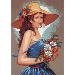 Diamant Girl in Blue Tapestry Canvas