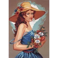Image of Diamant Girl in Blue Tapestry Canvas