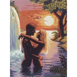 Diamant Couple by the Waterfall Tapestry Canvas
