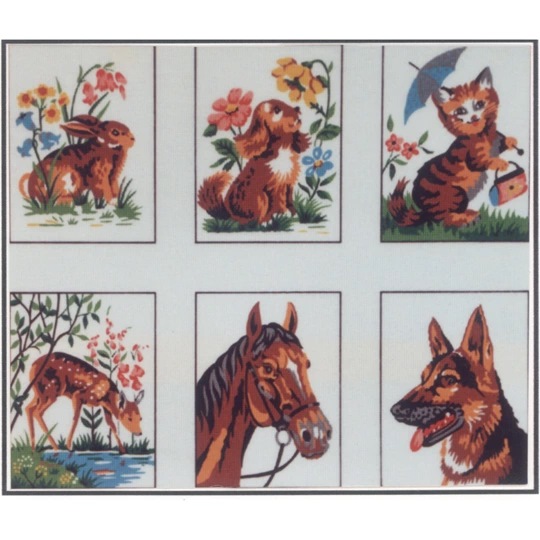 Image 1 of Diamant Collection of Six Animals A Tapestry Canvas