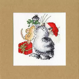 Bothy Threads Under The Mistletoe Christmas Card Making Christmas Cross Stitch Kit