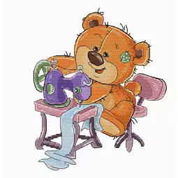 Luca-S Sewing Machine Teddy Bear Cross Stitch Kit
