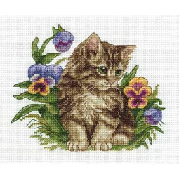 Klart Kitten in Flowers Cross Stitch