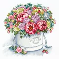 Image of Panna Peonies in a Hat Box Cross Stitch Kit