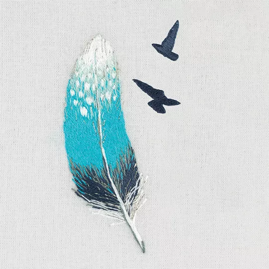 Panna Blue Feather Embroidery Kit - Stitcher