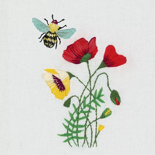 Image 1 of Panna Bee and Poppies Embroidery Kit