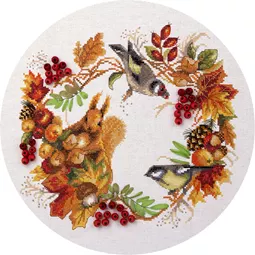 Panna Autumn Wildlife Wreath Cross Stitch Kit