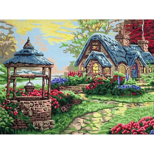 Image 1 of Gobelin-L Wishing Well Cottage Tapestry Canvas