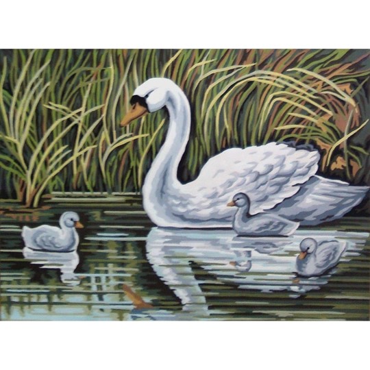 Image 1 of Gobelin-L Swan and Cygnets Tapestry Canvas