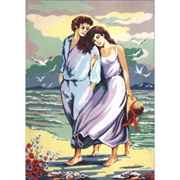Diamant Walk on the Beach Tapestry Canvas