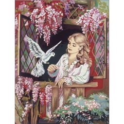 Diamant Dove at the Window Tapestry Canvas