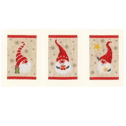 Vervaco Christmas Star Gnomes Christmas Card Making Cross Stitch Kit