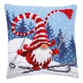 Image of Vervaco Ski-ing Gnome Cushion Christmas Cross Stitch Kit