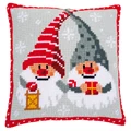 Image of Vervaco Christmas Gnomes Cushion Cross Stitch Kit