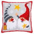 Image of Vervaco Christmas Star Gnomes Cushion Cross Stitch Kit