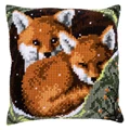 Image of Vervaco Foxes Cushion Christmas Cross Stitch Kit