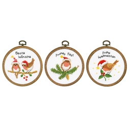 Vervaco Christmas Birds Set of 3 Cross Stitch Kit