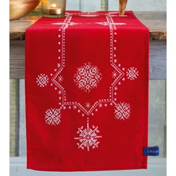 Vervaco White Christmas Stars Runner Embroidery Kit