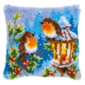 Image of Vervaco Robins at Christmas Latch Hook Cushion Kit